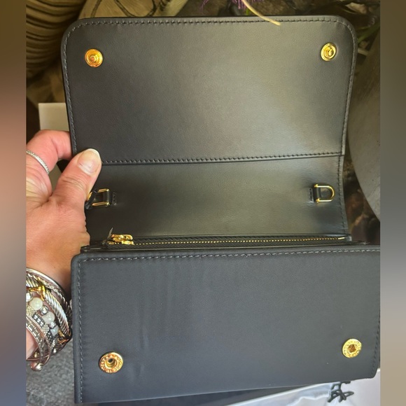 Authentic MOSCHINO Leather/Satin Bear print magnetic closure flap Crosby/Clutch - Picture 8 of 17